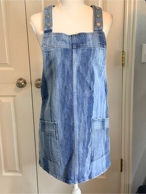 We The Free Free People Paneled Denim Overall Smock Mini Dress XS